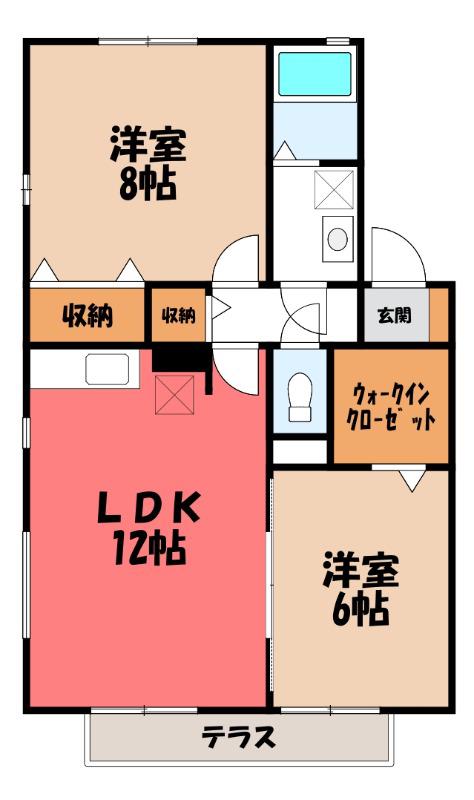 プレミール(2LDK/1階)の間取り写真