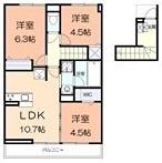 アジュールS(3LDK/2階)の間取り写真