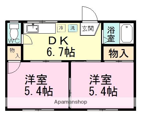 コーポラス慶(2DK/1階)の間取り写真