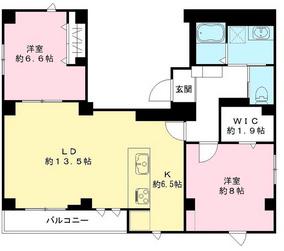 フラッツ平河町(2LDK/3階)の間取り写真