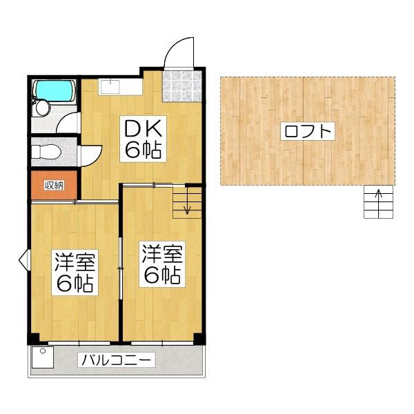 ナナハメゾン城南宮(2DK/4階)の間取り写真