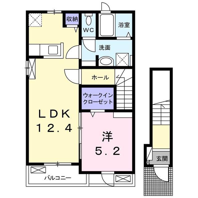 ドゥース(1LDK/2階)の間取り写真
