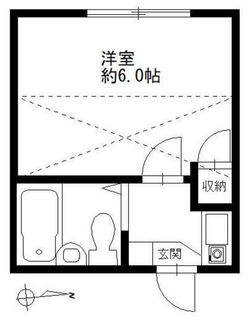 クラレンス上青木西(1K/2階)の間取り写真