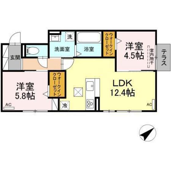 HOPE LODGE J(2LDK/1階)の間取り写真
