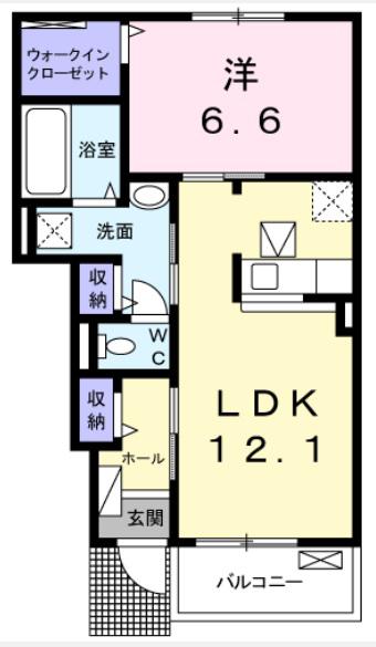 スイートピー(1LDK/2階)の間取り写真