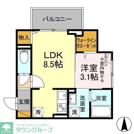 エクセル海神II(1LDK/2階)の間取り写真