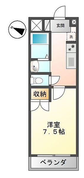 ソレイユ・エス(1K/2階)の間取り写真