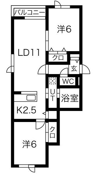 LUMIERE(2LDK/2階)の間取り写真