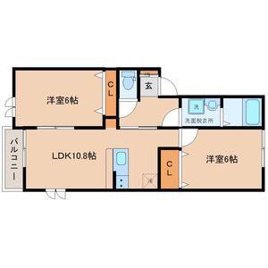 アスコット東郡山(2LDK/1階)の間取り写真