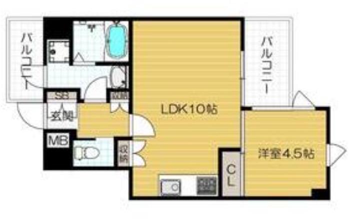 FLAT INN UESHIO(1LDK/3階)の間取り写真