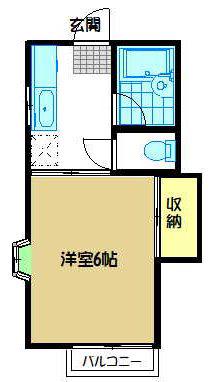 ジュネス山口B棟(1K/2階)の間取り写真