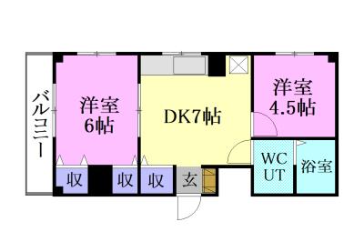 シンフォニックガーデン駅西(2DK/3階)の間取り写真