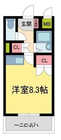 ヴィユ江上(ワンルーム/2階)の間取り写真