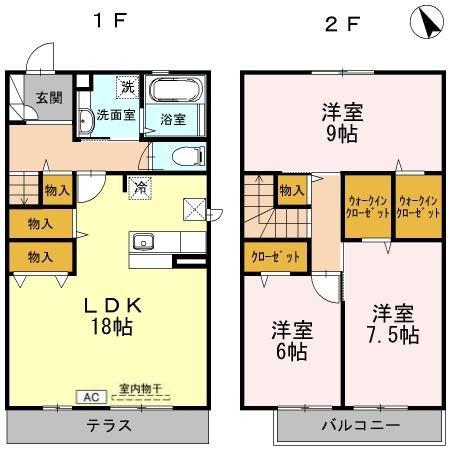 メゾン・デュ・プラターヌ(3LDK/1階)の間取り写真