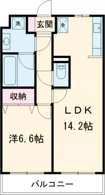 サウスヒルズ(1LDK/3階)の間取り写真