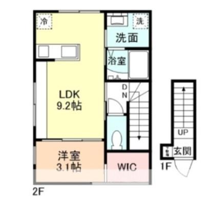 INTEGRAL凪(1LDK/2階)の間取り写真