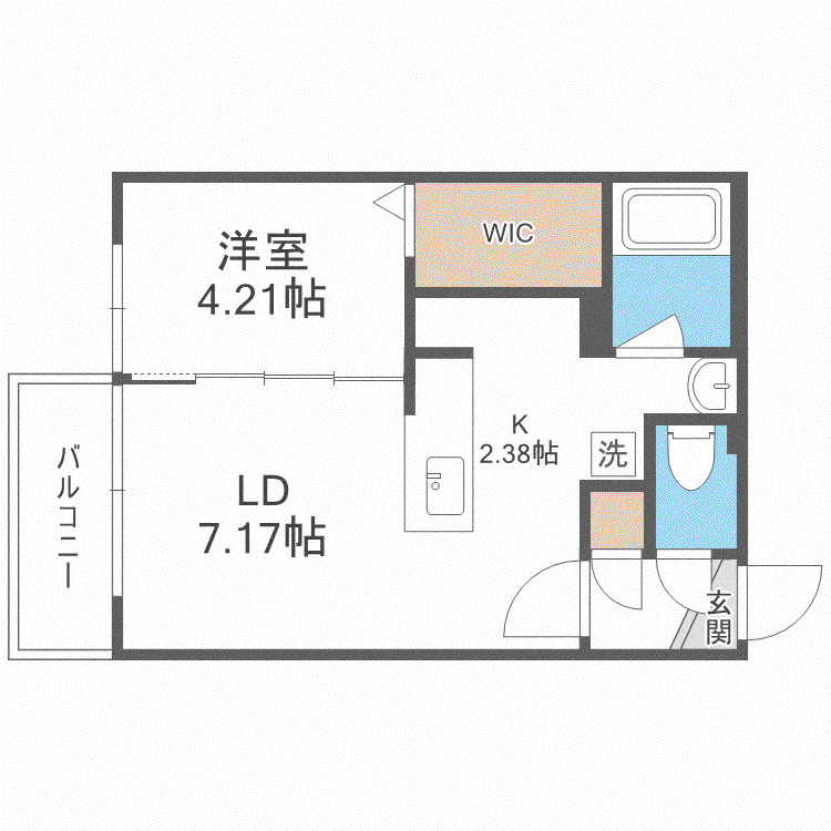 エフェクト南11条 A棟(1LDK/4階)の間取り写真