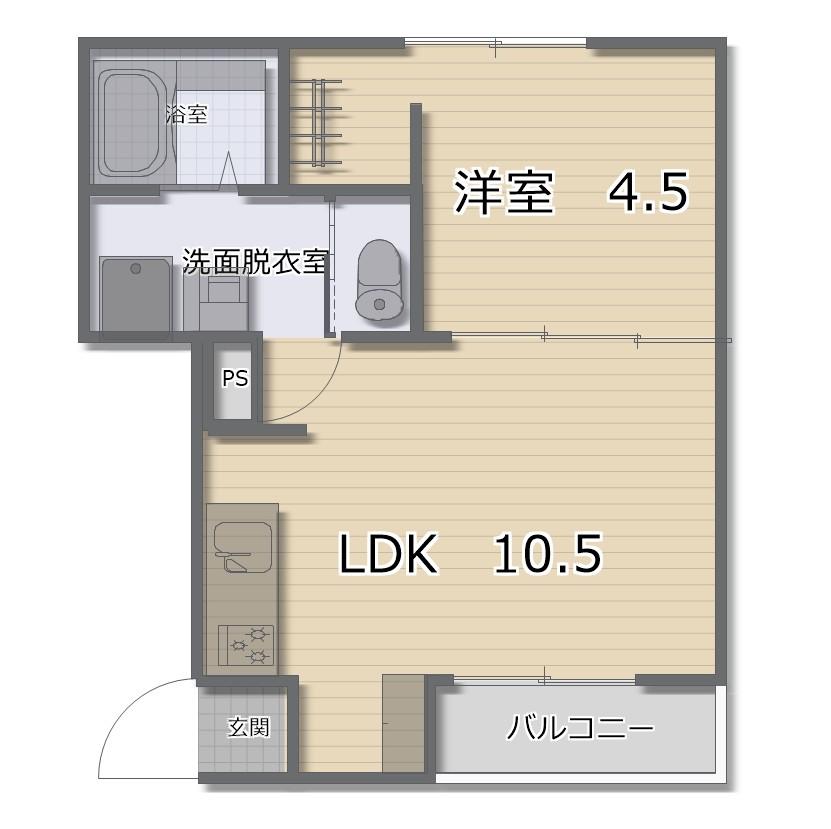 RUHE梅田(1LDK/2階)の間取り写真