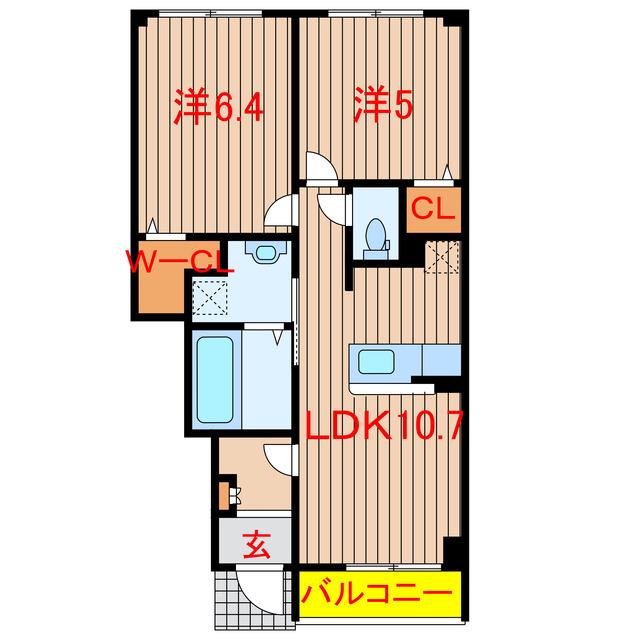リュミエールII(2LDK/1階)の間取り写真