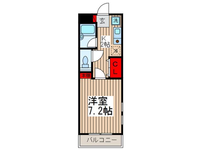 アーバンAR(1K/1階)の間取り写真