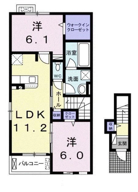 ビバーチェ B(2LDK/2階)の間取り写真
