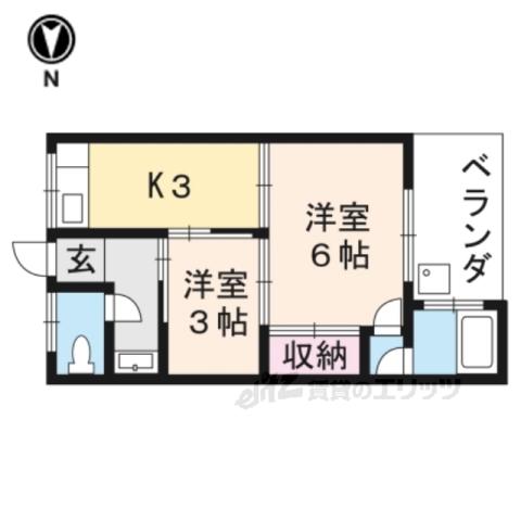 フォルム園部(2DK/1階)の間取り写真