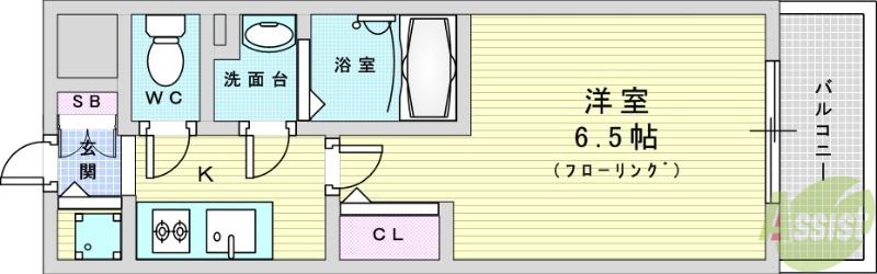 エスリード大阪プライムゲート(1K/12階)の間取り写真