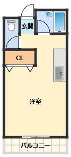 コート日方(ワンルーム/2階)の間取り写真