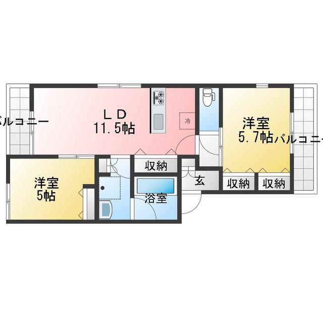  クレモンティーヌ(2LDK/1階)の間取り写真