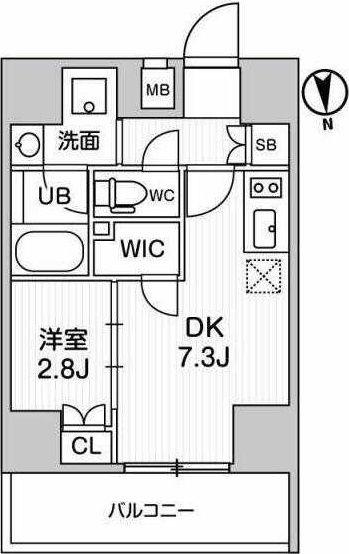 ALTERNA十条(1DK/8階)の間取り写真