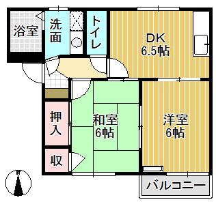 フレグランス福野(2DK/2階)の間取り写真