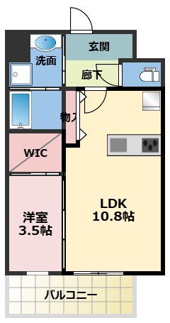 ALIVIS三国本町(1LDK/3階)の間取り写真