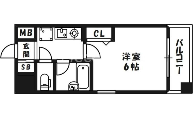 エスリード同心第2(1K/2階)の間取り写真