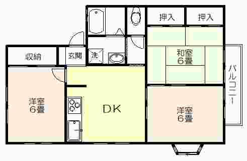 マシガーナ2番館(3DK/2階)の間取り写真