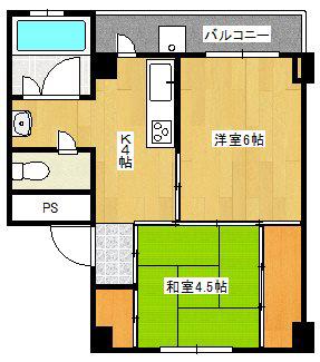 ユートピア原口(2K/5階)の間取り写真