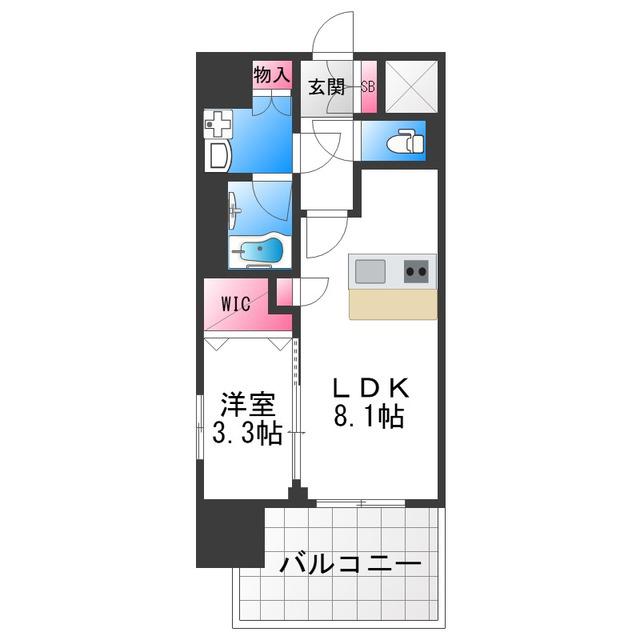 スプランディッド堺東DUE(1LDK/2階)の間取り写真