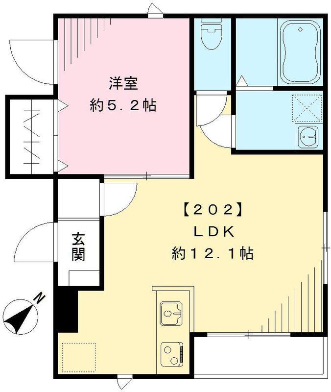ビオス中央(1LDK/2階)の間取り写真