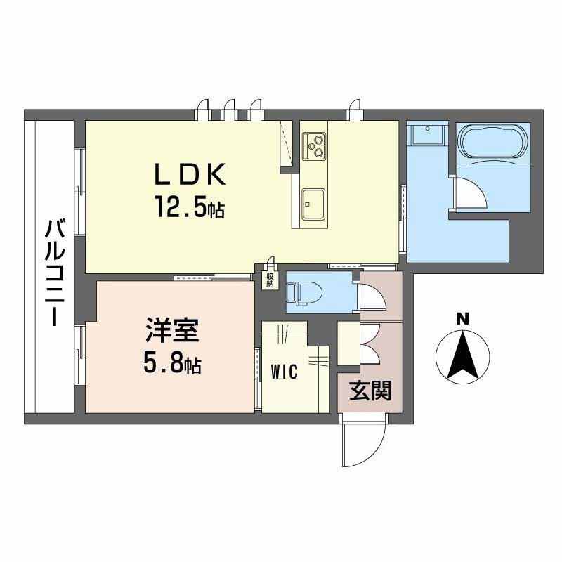 オースピシャス大安寺(1LDK/3階)の間取り写真