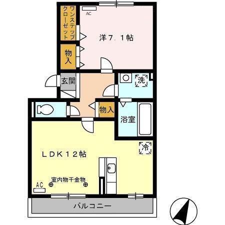 グランドソレイユ(1LDK/3階)の間取り写真