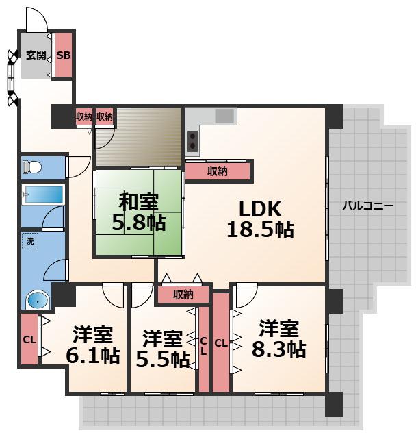 アクシス大阪(4LDK/8階)の間取り写真