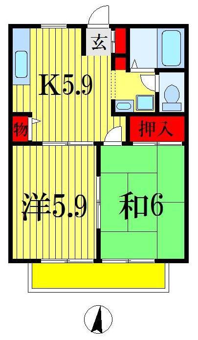 クレールヒロB(2K/1階)の間取り写真
