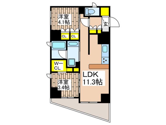 スターヒルズ関内(2LDK/4階)の間取り写真