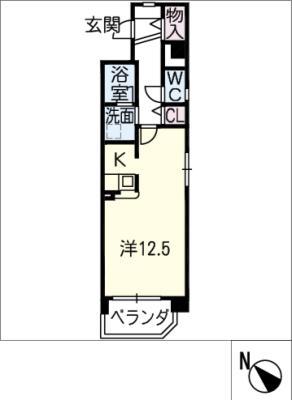 マンション夢想(ワンルーム/2階)の間取り写真