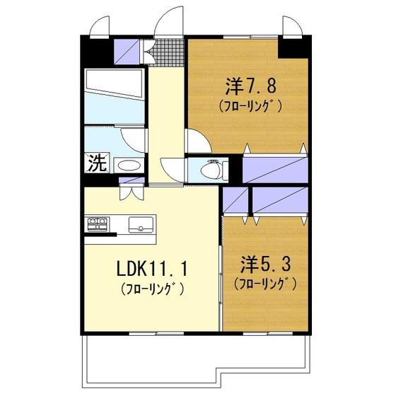 プライムスクエア(2LDK/4階)の間取り写真