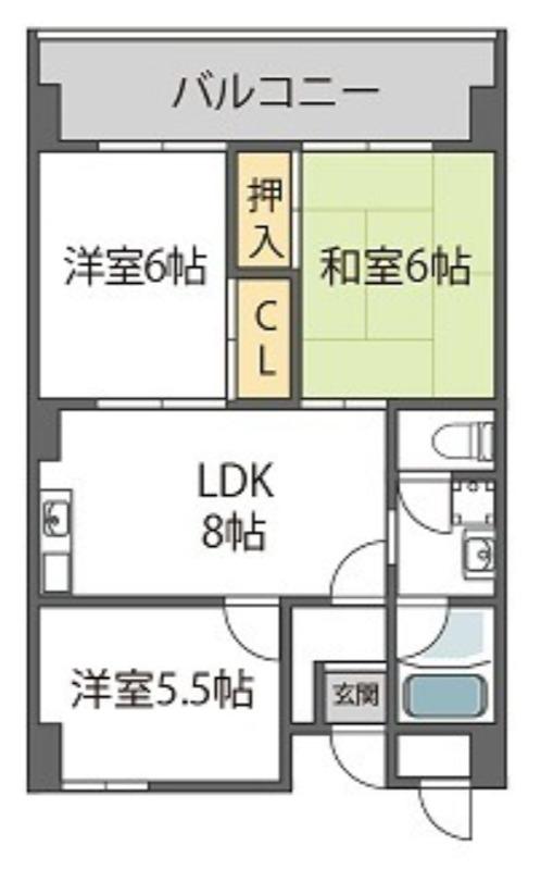JENES NIKKOU(3LDK/3階)の間取り写真