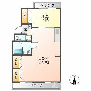 レヂデンス尾崎(1LDK/3階)の間取り写真