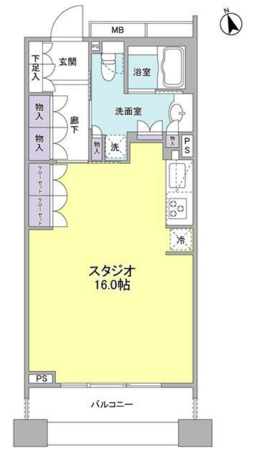 PARK FLATS GINZA イースト(1K/8階)の間取り写真