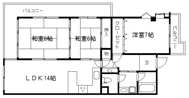 アーバン紫園(3LDK/7階)の間取り写真