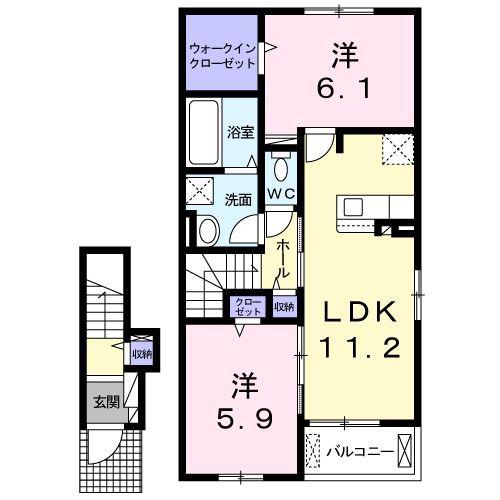 シェノンIII(2LDK/2階)の間取り写真