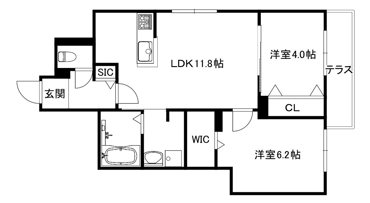 ブランシャール菊水5-3(2LDK/1階)の間取り写真
